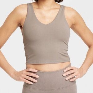 All In Motion Women's Flex Light Support Rib V-Neck Crop Sports Bra | Size Small